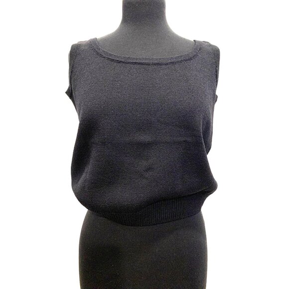 St John Basics Black Santana Knit Cropped Tank Sweater Size S - Picture 1 of 10